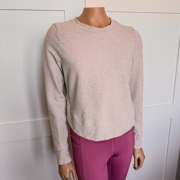 Lorna Jane Throw Over Active Cropped Long Sleeve Top in Off White Marl - Small - Picture 9 of 12